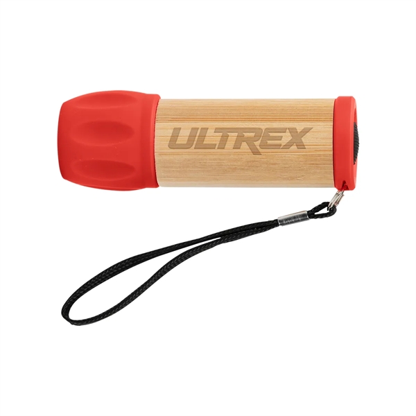 Bamboo flashlight with 9 LED lights, push button and 3 replaceable... from ASI 61125 Hit Promotional Products / Hit®