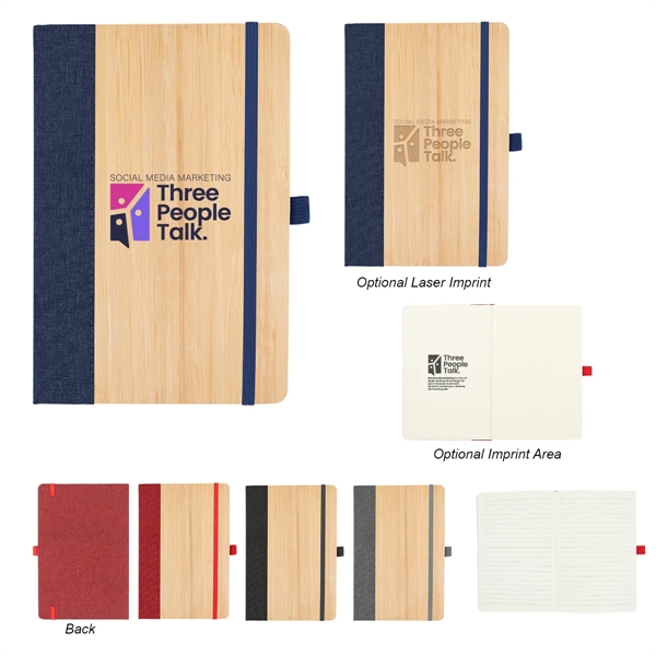 Bamboo and recycled polyester journal with 80 lined pages, bookmark, strap... from ASI 61125 Hit Promotional Products / Hit®