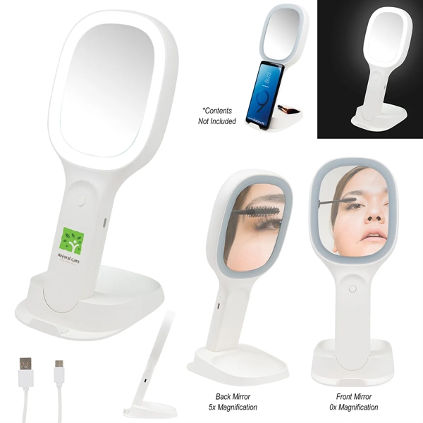 Light-up, double-sided mirror with wireless charger.... from ASI 61125 Hit Promotional Products / Hit®