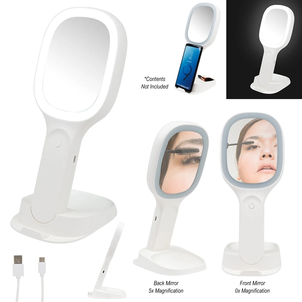 Light-up, double-sided mirror with wireless charger.... from ASI 61125 Hit Promotional Products / Hit®