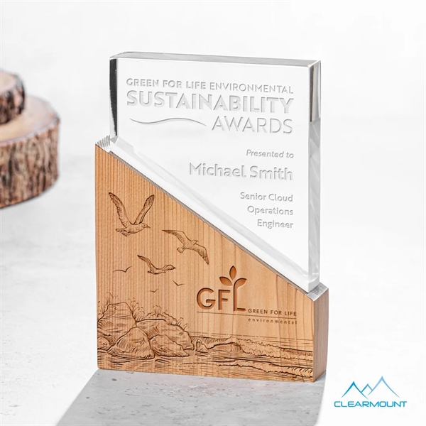 The Rocheux Award is crafted from a slanted piece of wood... from ASI 84592 St Regis Group / Clearmount