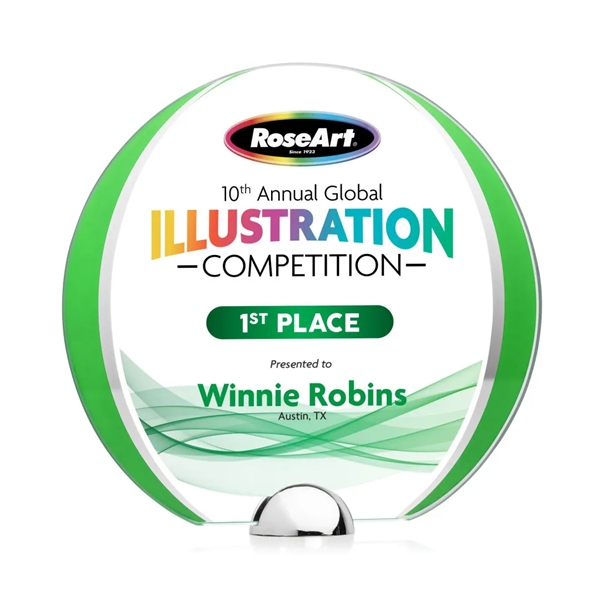 Made of Starfire Crystal, the beautiful round Stanton VividPrint™ Award features... from ASI 84592 St Regis Group / St Regis