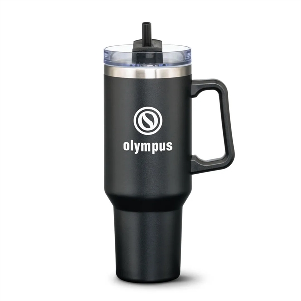 The double-insulated 40oz Compeer Handle Travel Mug is the ultimate companion... from ASI 84592 St Regis Group