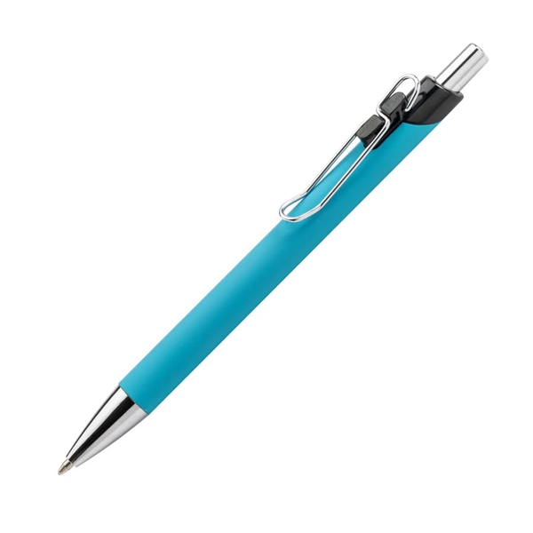 Elijah Clicker Pen features a rubberized soft-touch coating barrel, steel chrome... from ASI 84592 St Regis Group