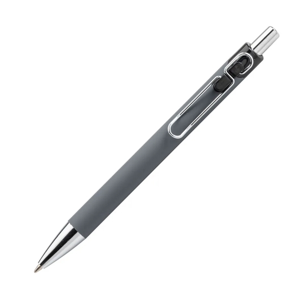 Elijah Clicker Pen features a rubberized soft-touch coating barrel, steel chrome... from ASI 84592 St Regis Group