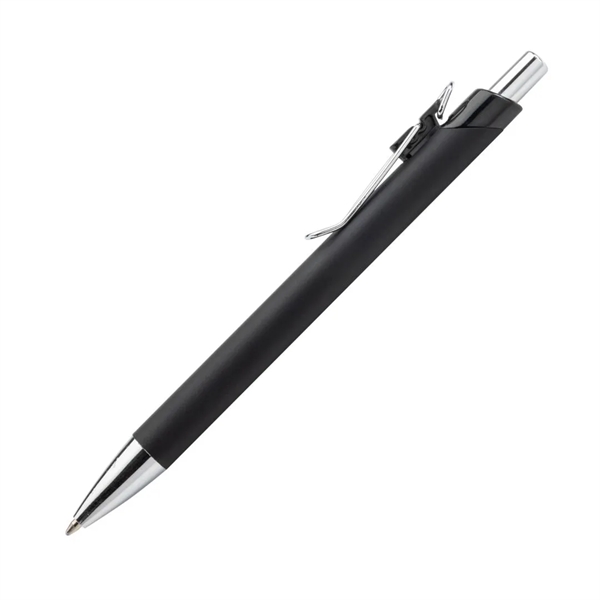 Elijah Clicker Pen features a rubberized soft-touch coating barrel, steel chrome... from ASI 84592 St Regis Group