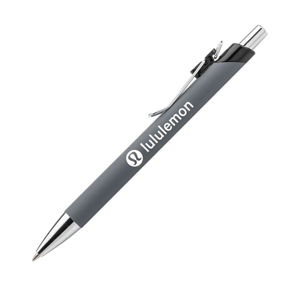 Elijah Clicker Pen features a rubberized soft-touch coating barrel, steel chrome... from ASI 84592 St Regis Group