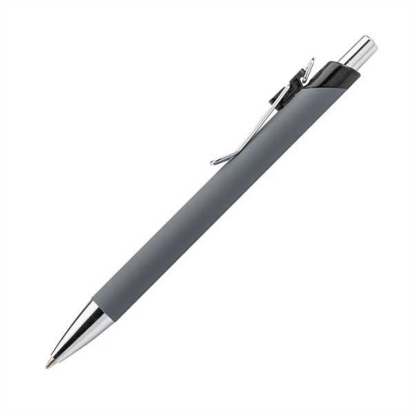 Elijah Clicker Pen features a rubberized soft-touch coating barrel, steel chrome... from ASI 84592 St Regis Group
