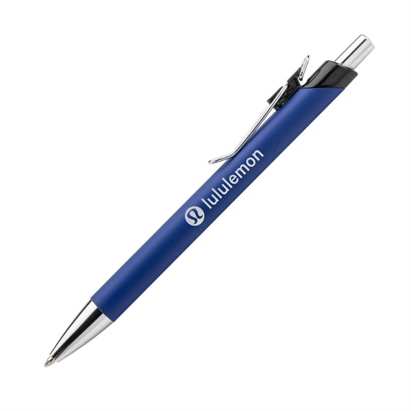 Elijah Clicker Pen features a rubberized soft-touch coating barrel, steel chrome... from ASI 84592 St Regis Group