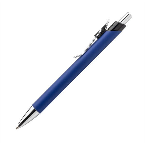 Elijah Clicker Pen features a rubberized soft-touch coating barrel, steel chrome... from ASI 84592 St Regis Group