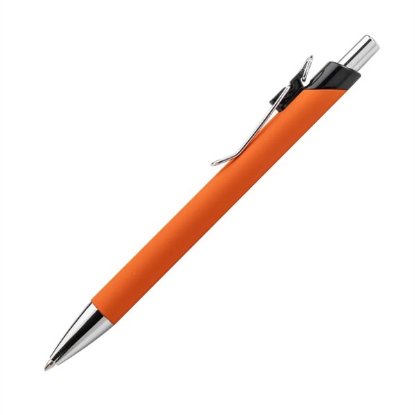 Elijah Clicker Pen features a rubberized soft-touch coating barrel, steel chrome... from ASI 84592 St Regis Group