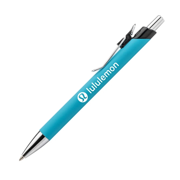 Elijah Clicker Pen features a rubberized soft-touch coating barrel, steel chrome... from ASI 84592 St Regis Group