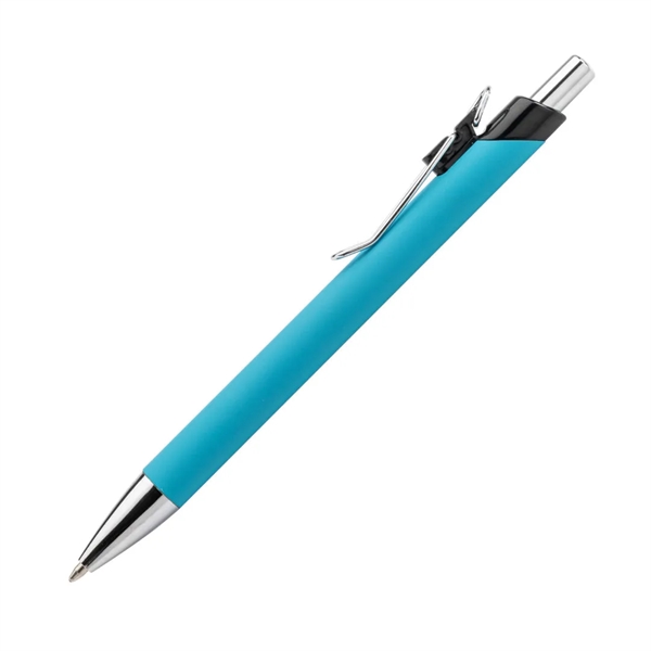 Elijah Clicker Pen features a rubberized soft-touch coating barrel, steel chrome... from ASI 84592 St Regis Group