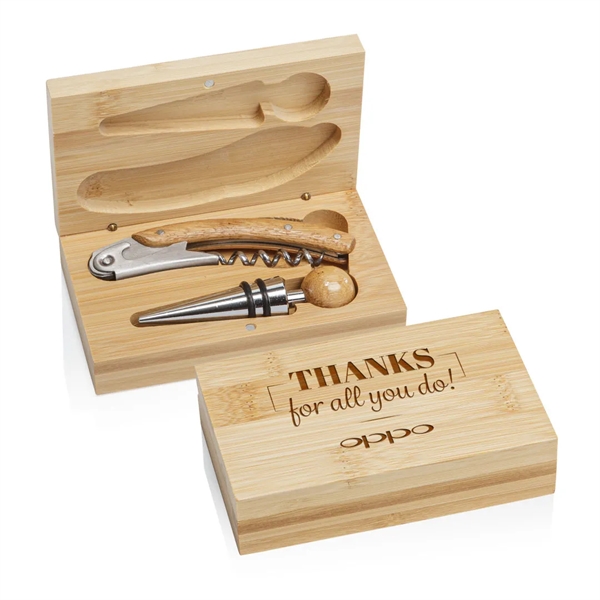 Celebrate your love for wine with our Bamboo Wine Accessory Set!... from ASI 84592 St Regis Group