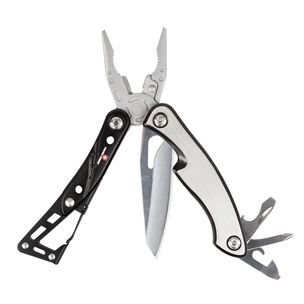 Black anodized stainless steel multi tool with carabiner clip.... from ASI 84592 St Regis Group