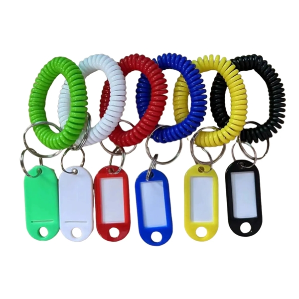 Spiral coil wristlet keyring with name tag plus 1 color silkscreen... from ASI 37218 Athena Promo (tm)