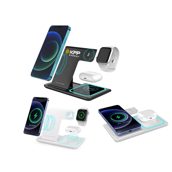 3 in 1 Foldable 15W wireless charger plus 1 color silkscreen... from ASI 37218 Athena Promo (tm)