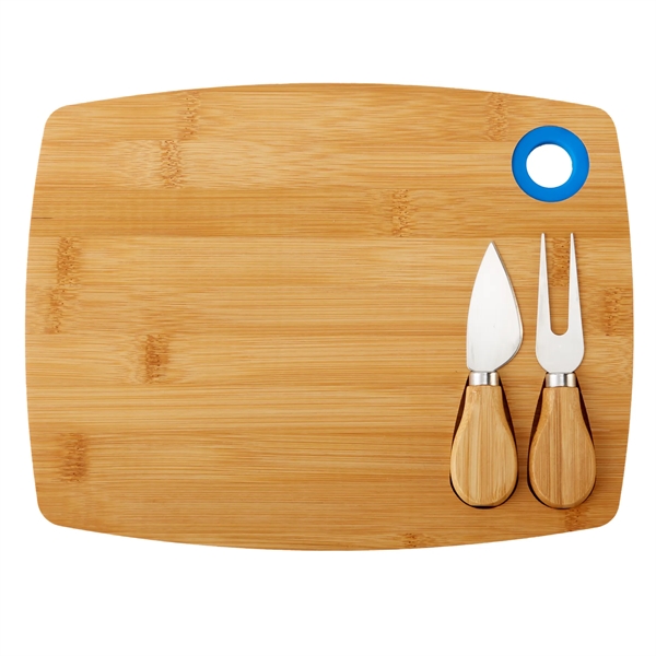 Bamboo cheese board charcuterie set with wooden tray, cheese fork and... from ASI 52840 Evans Manufacturing