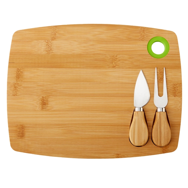 Bamboo cheese board charcuterie set with wooden tray, cheese fork and... from ASI 52840 Evans Manufacturing