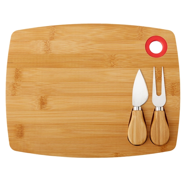 Bamboo cheese board charcuterie set with wooden tray, cheese fork and... from ASI 52840 Evans Manufacturing