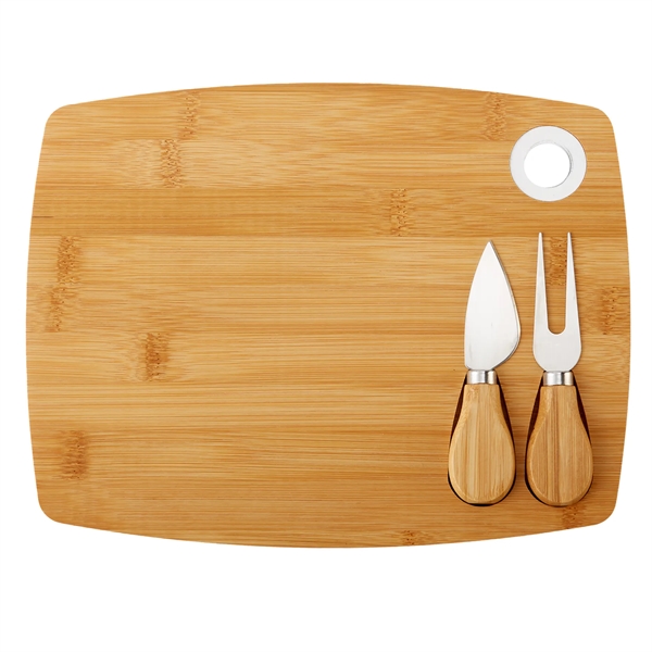 Bamboo cheese board charcuterie set with wooden tray, cheese fork and... from ASI 52840 Evans Manufacturing