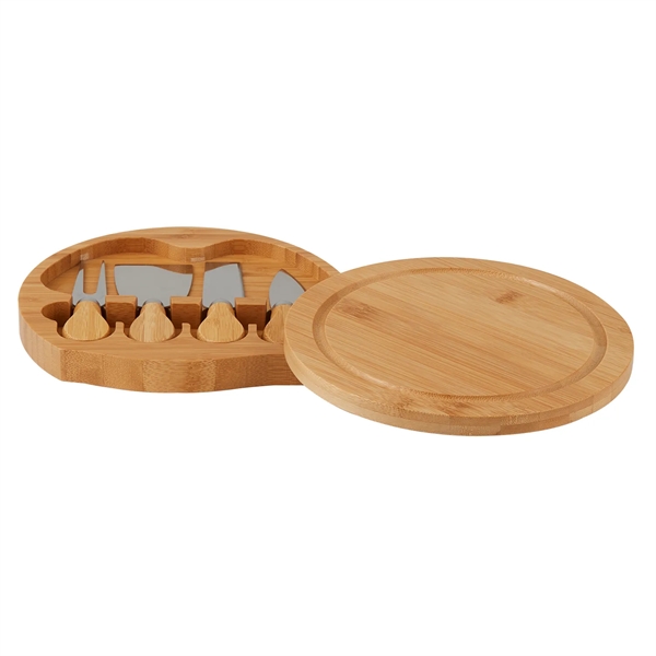 5 piece swivel top bamboo charcuterie cheese board set includes tray... from ASI 52840 Evans Manufacturing