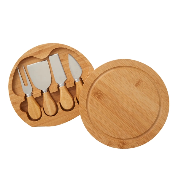 5 piece swivel top bamboo charcuterie cheese board set includes tray... from ASI 52840 Evans Manufacturing