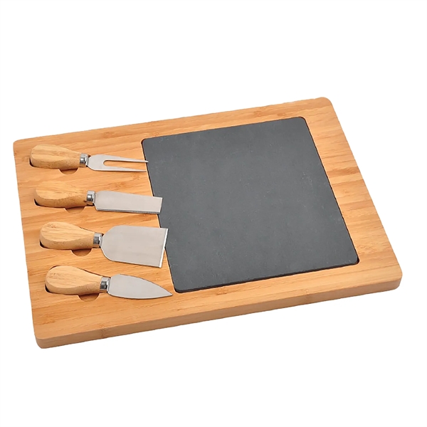 Charcuterie cheese serving set with slate, bamboo tray, and assorted tools... from ASI 52840 Evans Manufacturing