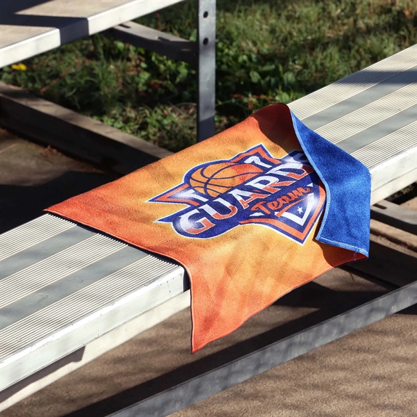 Microfiber golf towel with soft terry back. Full-color print. Optional carabiner... from ASI 61966 HPG / Best Promotions USA