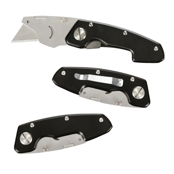 Heavy-duty utility blade box cutter with a safety latch and belt... from ASI 57655 STOPNGO Line