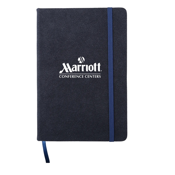 Suede fabric journal with 80 lined sheets of paper and a... from ASI 52840 Evans Manufacturing