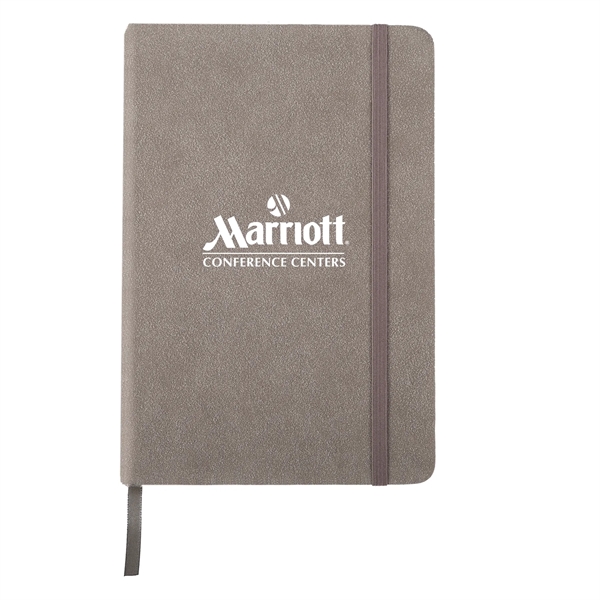 Suede fabric journal with 80 lined sheets of paper and a... from ASI 52840 Evans Manufacturing