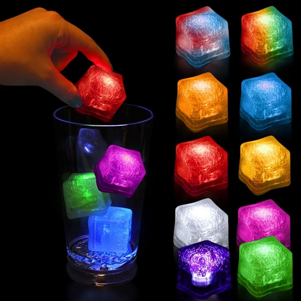 Frosted plastic blank ice cubes with LED lights and customization.... from ASI 42016 Brighter Promotions Inc / Chemical Light™ Liquid Light