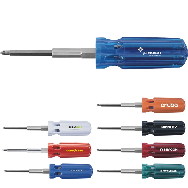 A full-sized multi-bit screwdriver with 7 essential bits. Bits stored in... from ASI 46170 Compass Industries Inc