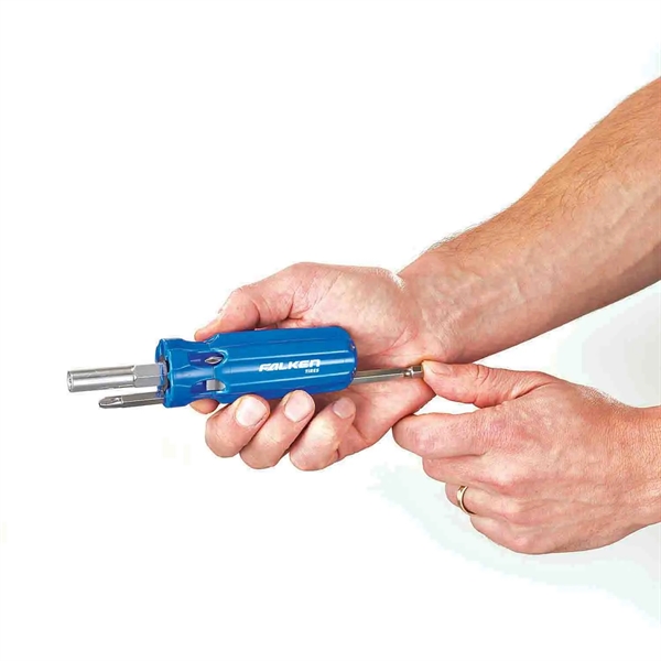 A full-sized multi-bit screwdriver with 7 essential bits. Bits stored in... from ASI 46170 Compass Industries Inc