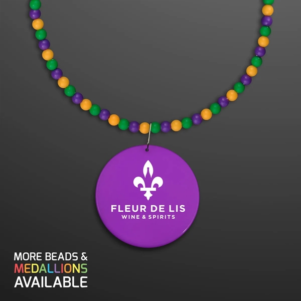 Breakaway Beads for Mardi Gras with Purple Medallion (NON-Light Up); Domestic... from ASI 34194 ALightPromos