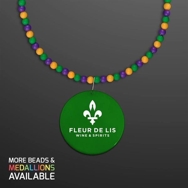 Breakaway Beads for Mardi Gras with Green Medallion (NON-Light Up); Domestic... from ASI 34194 ALightPromos