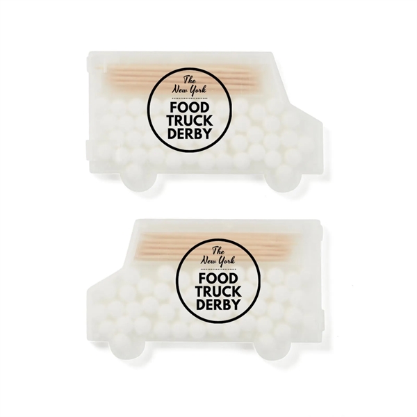 Truck-shaped box with 30 sugar free mints and 10 wooden toothpicks.... from ASI 63549 Jornik Manufacturing Corp / Jornik