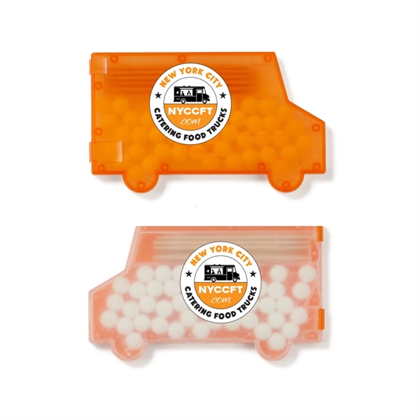 Truck-shaped box with 30 sugar free mints and 10 wooden toothpicks.... from ASI 63549 Jornik Manufacturing Corp / Jornik