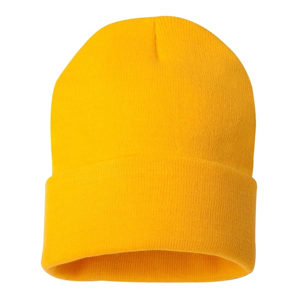 100% acrylic knit cuff beanie finished with a sewn-on woven patch... from ASI 92980 WOV-IN® / Universal Strap/Wov-In Line