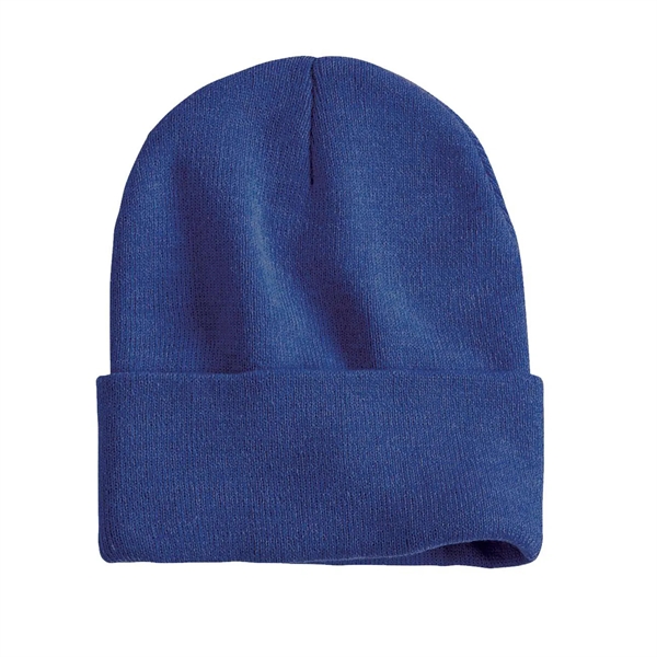 100% acrylic knit cuff beanie finished with a sewn-on woven patch... from ASI 92980 WOV-IN® / Universal Strap/Wov-In Line