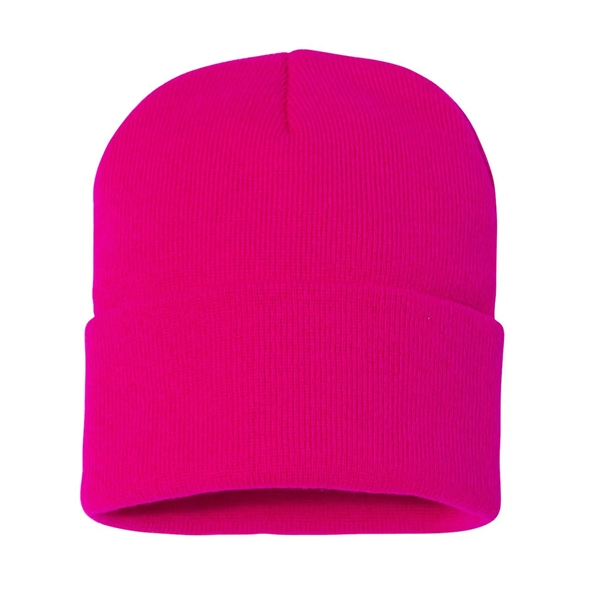 100% acrylic knit cuff beanie finished with a sewn-on woven patch... from ASI 92980 WOV-IN® / Universal Strap/Wov-In Line