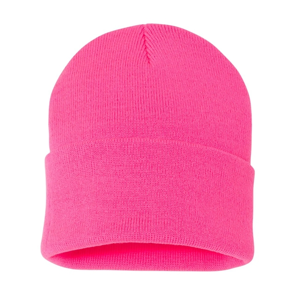 100% acrylic knit cuff beanie finished with a sewn-on woven patch... from ASI 92980 WOV-IN® / Universal Strap/Wov-In Line