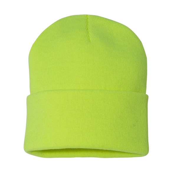 100% acrylic knit cuff beanie finished with a sewn-on woven patch... from ASI 92980 WOV-IN® / Universal Strap/Wov-In Line