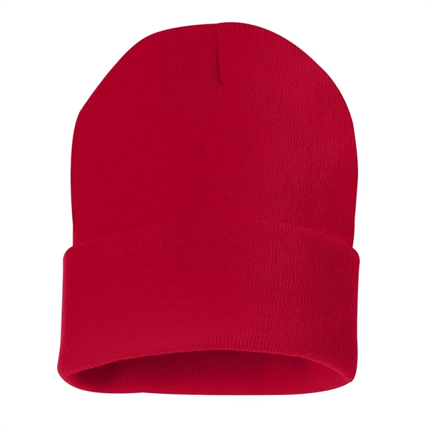 100% acrylic knit cuff beanie finished with a sewn-on woven patch... from ASI 92980 WOV-IN® / Universal Strap/Wov-In Line