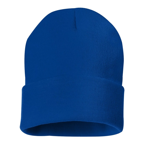 100% acrylic knit cuff beanie finished with a sewn-on woven patch... from ASI 92980 WOV-IN® / Universal Strap/Wov-In Line