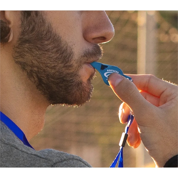 2" x 7.5" whistle with split ring keychain and pad imprint.... from ASI 30250 AZX Sport USA