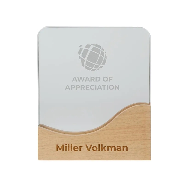 Ola Crystal Award with Wood Base... from ASI 67866 Logomark/Valumark