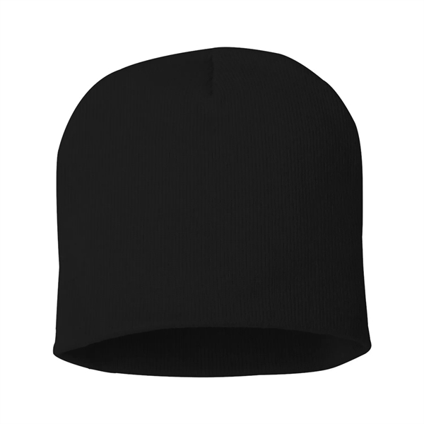 100% acrylic knit beanie decorated with a sewn-on woven patch... from ASI 92980 WOV-IN® / Universal Strap/Wov-In Line