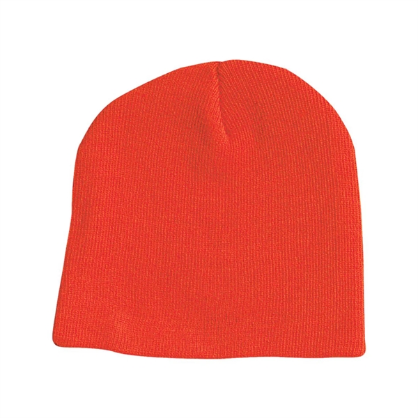 100% acrylic knit beanie decorated with a sewn-on woven patch... from ASI 92980 WOV-IN® / Universal Strap/Wov-In Line